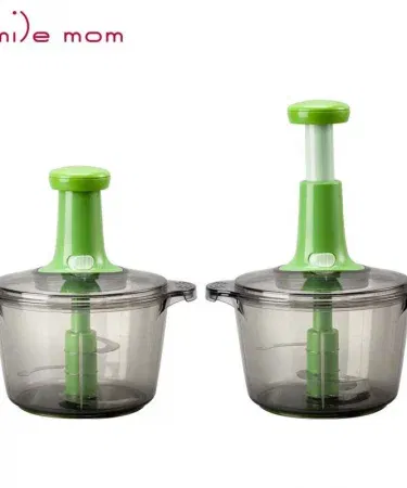 2.0Litre 4‑blade premium meat and vegetable push chopper with stainless steel bowl, showing blades and bowl