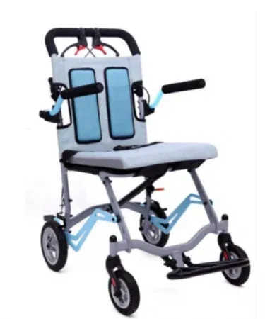 Imported lightweight folding wheelchair with small rims and handbrake, perfect for aircraft travel and portable use in Pakistan.