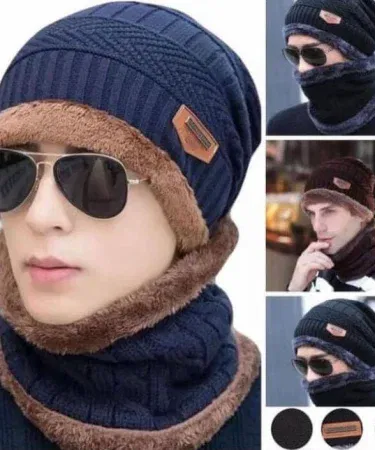 Wool Cotton Winter 2‑in‑1 Neck Cover Cap – Unisex ski gaiter and cap – Khareedo