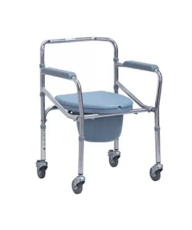 adjustable foldable stainless steel portable toilet chair with wheels for elderly and disabled