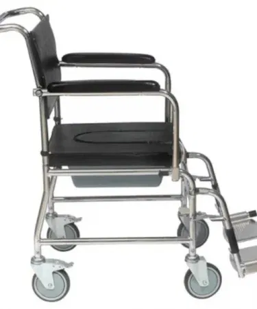 Best Imported Single Seat Commode Chair Wheelchair with foldable design, locking wheels and removable footrest , imagecaption=Durable, portable commode chair for elderly care – available at Khareedo | Kharedo ,