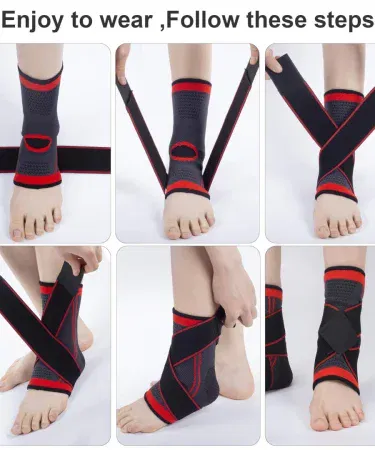 Adjustable Compression Ankle Brace breathable support for sports and fitness men women, imagecaption=Adjustable Compression Ankle Brace – breathable, supportive, unisex design.