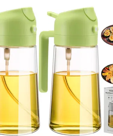 2-in-1 oil spray jug cooking oil sprayer and dispenser bottle for BBQ, frying and baking – fine mist spray