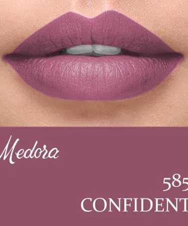 Madora Lipstick Shade 585 Confident – Bold Red Matte Lipstick, smooth lightweight formula, premium Pakistani cosmetic for women