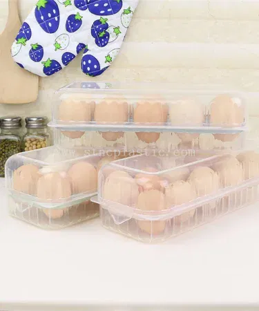 15‑grid multi‑layer plastic egg storage box with transparent lid, BPA‑free, kitchen fridge organizer