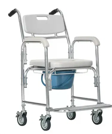 3 in 1 commode chair, wheelchair and shower chair – portable toilet seat with wheels for patients