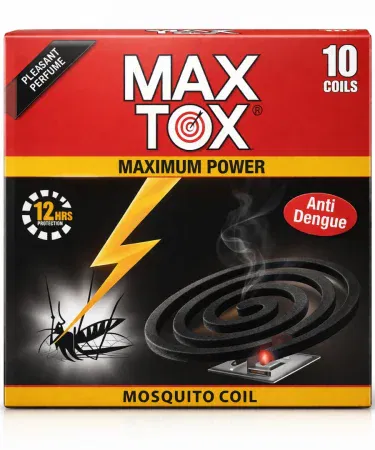 Mosquito coil pack of 10 maximum‑power anti‑dengue coils with pleasant fragrance, imagecaption=10‑coil pack of MAX TOX mosquito coils – 12‑hour protection, fast acting, anti‑dengue formula,