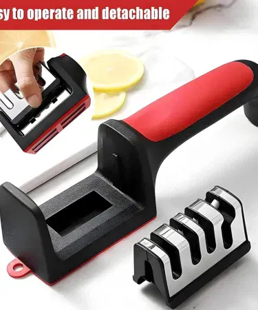 Professional Knife Sharpener – Tungsten Steel, Diamond & Ceramic Sharpening Stones for Kitchen Knives – compact, ergonomic design with three‑stage stones.