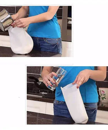 Silicone Dough Kneading Bag – transparent non‑stick silicone bag for kneading bread, pizza and pastry dough, imagecaption=Reusable silicone dough kneading bag with measurement markings – perfect for hassle‑free baking,