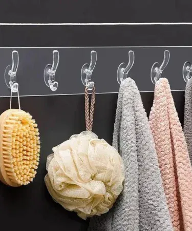 Plastic Adhesive 6 Hook Sticker Patti – strong adhesive tape with six hooks for secure mounting