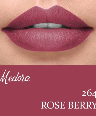 Original Madora Matte Lipstick Shade 264 Rose Berry – smooth, lightweight, long‑lasting berry pink finish for women