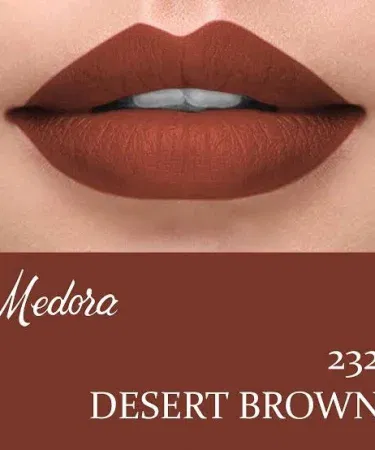 Madora Matte Lipstick Shade 232 Desert Brown – premium Pakistani brown nude lipstick in sleek packaging