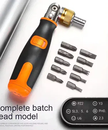Portable 10‑in‑1 ratchet screwdriver set with hidden head and multi‑angle capability , imagecaption=Compact multifunctional screwdriver ideal for home, automotive, and crafting projects ,