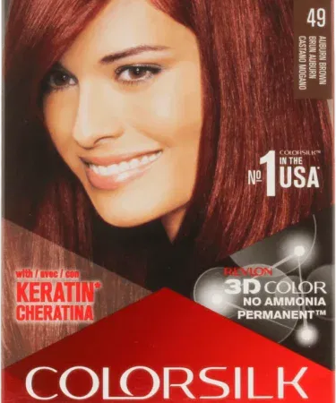 REVLON Hair Color Silk Auburn Brown 49 – vibrant auburn shade with silky finish, perfect for salon‑like results at home