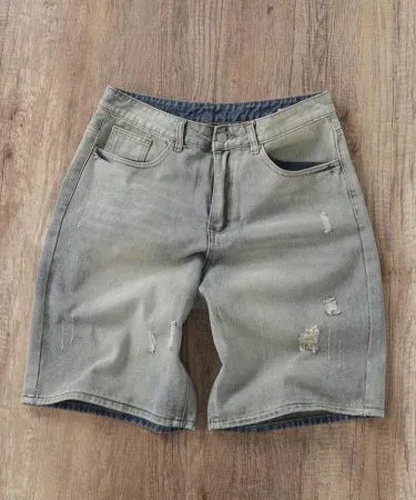 Men’s Premium Light Grey Denim Shorts – Casual Summer Half Pants for Men, perfect for summer wear in Pakistan