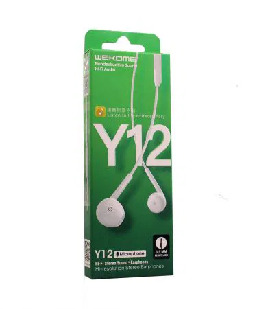 Remax Y12 Wired Stereo Handsfree 3.5mm with 1150mm cable and in‑line control buttons, imagecaption=Remax Y12 Wired Stereo Handsfree 3.5mm – Supreme sound and hands‑free calling.