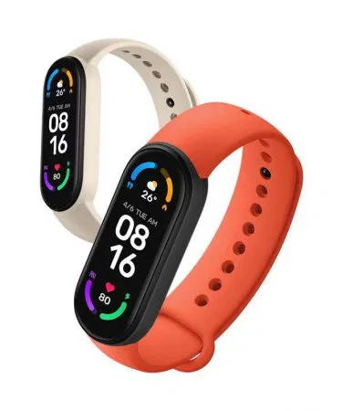“Xiaomi Mi Band M6 1.56‑inch AMOLED smart bracelet showing health stats on a wrist” , imagecaption=“Xiaomi Mi Band M6 – vibrant full‑screen display, blood‑oxygen monitoring, and magnetic charging – now available with Khareedo | Kharedo Check‑on‑Delivery across Pakistan” ,