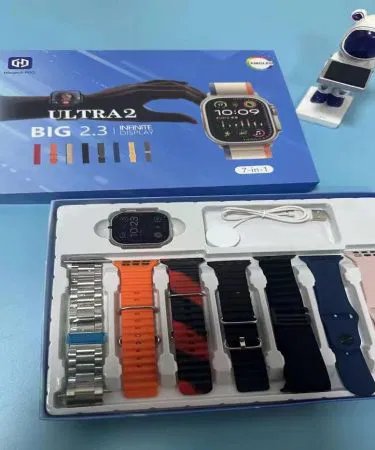 Smart Watch Ultra 2 7‑in‑1 interchangeable straps with 2.3″ infinite AMOLED display, imagecaption=Smart Watch Ultra 2 – 7‑in‑1 straps, 2.3″ infinite AMOLED display, available on Khareedo | Kharedo.