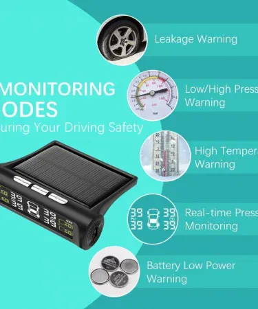 Solar powered digital car TPMS with four external sensors and LCD display sold in Pakistan