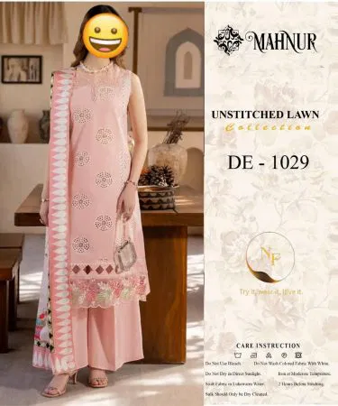 Mahnur Unstitched Lawn Collection Women’s Suit DE-1029 - Premium 3 Piece Unstitched Lawn Fabric for Women , imagecaption= Shop Mahnur Unstitched Lawn Collection Women’s Suit DE-1029 online at Khareedo and Kharedo with exclusive Check on Delivery across Pakistan