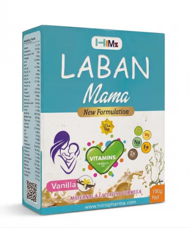 Laban Mama Maternal & Lactating Formula – Vanilla Flavor (100g) bottle with vanilla beans and nutritional label, displayed on a clean white background.