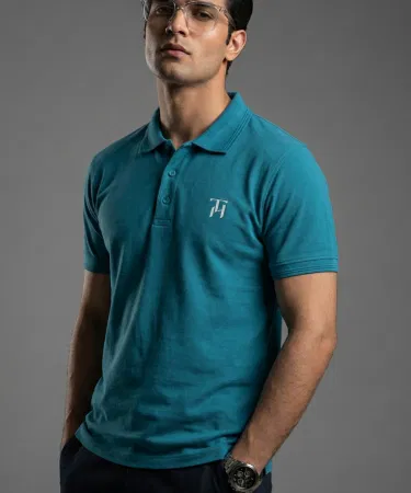 Turquoise men's polo shirt regular fit short sleeves sold in Pakistan