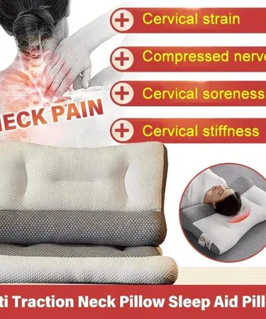 Grey and white cervical support goose down pillow with breathable mesh cover sold in Pakistan
