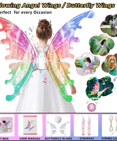 Glowing elf wings LED butterfly light up moving music cosplay costume for kids Pakistan
