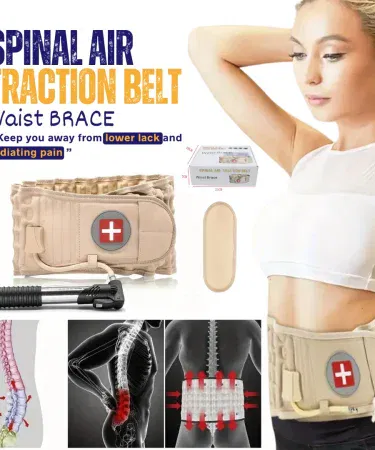 Beige spinal air traction belt with manual pump for back pain relief in Pakistan