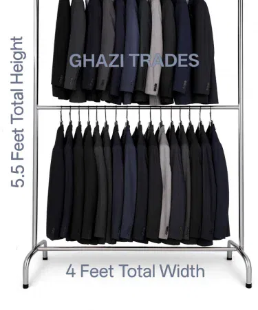 Double pole metal cloth hanging stand for boutique and home use in Pakistan