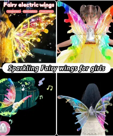Glowing elf wings LED butterfly light up moving music cosplay costume for kids Pakistan