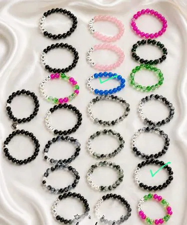 Black handmade plastic beaded bracelet for women fashion accessory sold in Pakistan