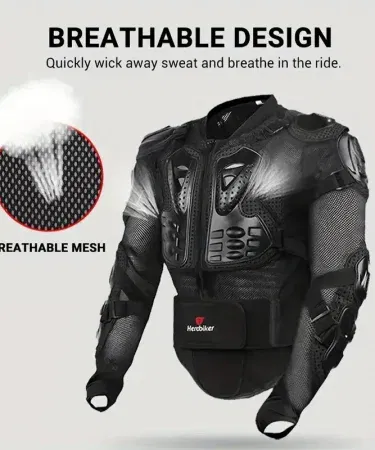 Black men biker body armour jacket with back chest shoulder guards sold in Pakistan