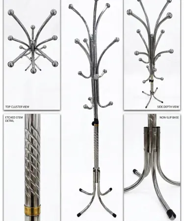 Premium heavy duty stainless steel standing coat rack with spiral etched design sold in Pakistan