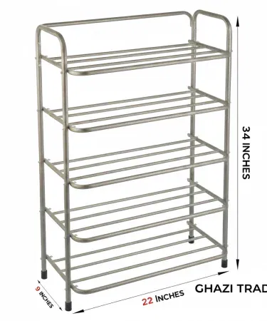5 layer stainless steel shoe rack chrome black finish durable organizer sold in Pakistan