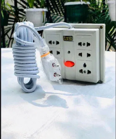 Extension board with six sockets and three meter long copper wire for home use