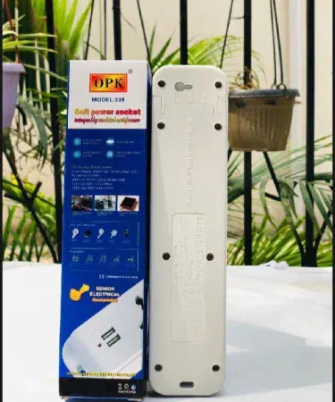 Multi functional power outlet with nine sockets and two USB ports
