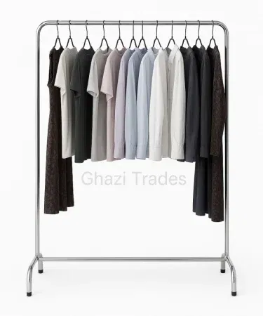 Portable single pole chrome metal clothes rack garment stand for shirts dresses coats Pakistan