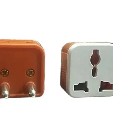 Two mobile multi plug adapters with three pin and two pin sockets for home use