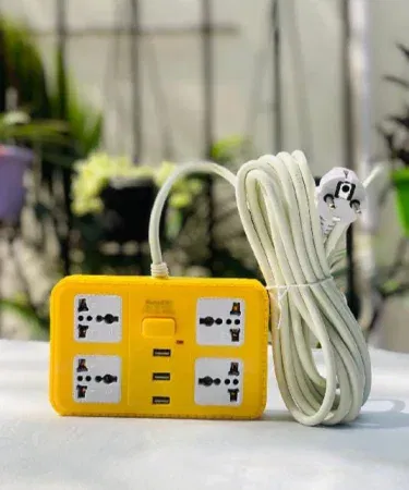 Copper extension lead with five meter wire and three USB ports sold in Pakistan