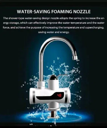 Instant electric hot water heater tap with digital display and shower head sold in Pakistan