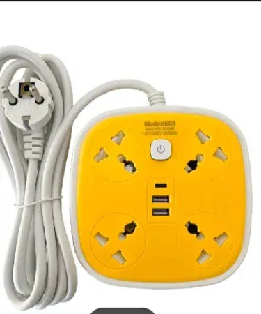 Three Shoo extension board four sockets USB Type C five meter wire available in Pakistan