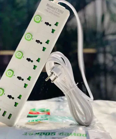 Heavy duty 5 outlet power strip with USB Type C ports sold in Pakistan