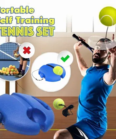 Tennis and cricket rebound ball training set with fillable base and elastic rope
