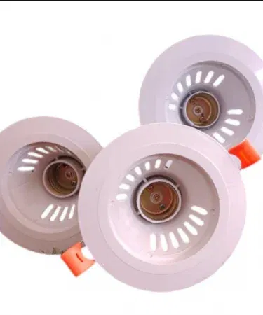 White E27 ceiling downlight bulb holder three inch PVC plastic screw type Pakistan