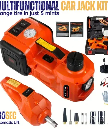 5 ton electric car jack with impact wrench air pump LED light and tool box
