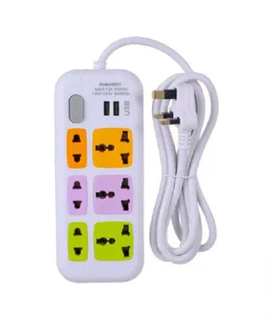 Universal power extension board with six sockets two USB ports and heavy copper wire