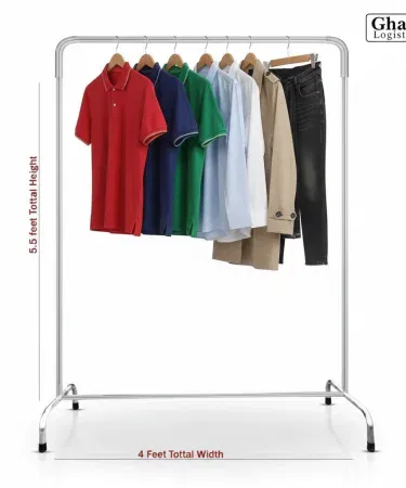 Portable single pole chrome metal clothes rack garment stand for shirts dresses coats Pakistan