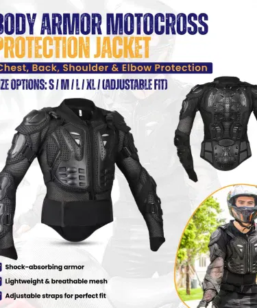 Black men biker body armour jacket with back chest shoulder guards sold in Pakistan