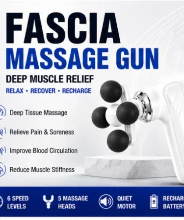 Deep tissue electric massage gun with nine heads and multiple attachments sold in Pakistan